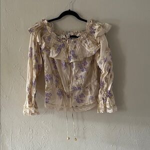 River Island Cream and Purple Floral Blouse